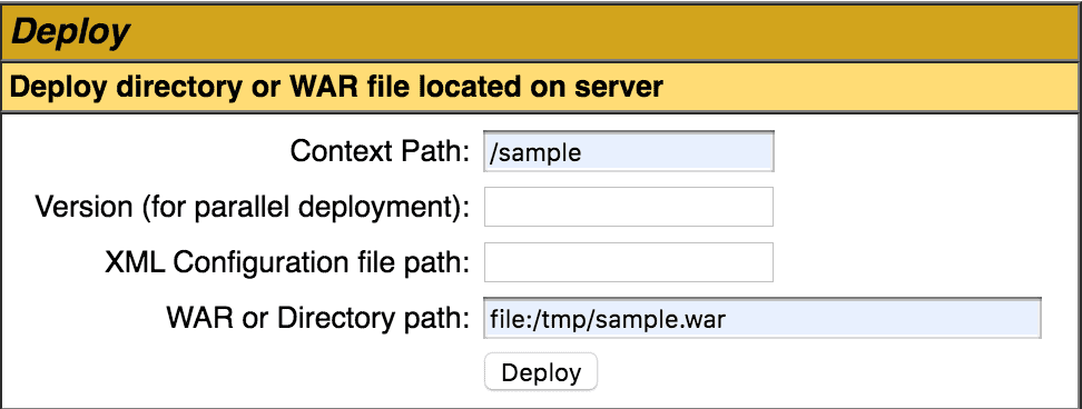 Tomcat Manager app path to war