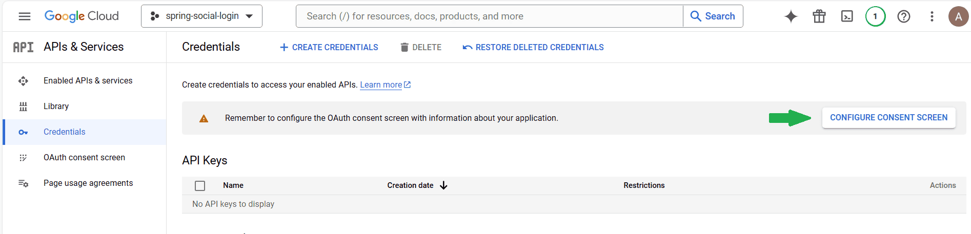 Configure consent screen