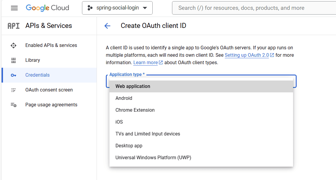 Credentials setup 2