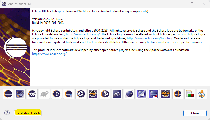 Installation details in Eclipse IDE