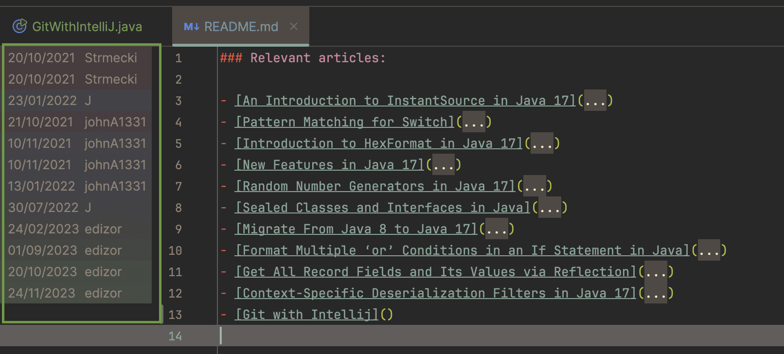 Git blame