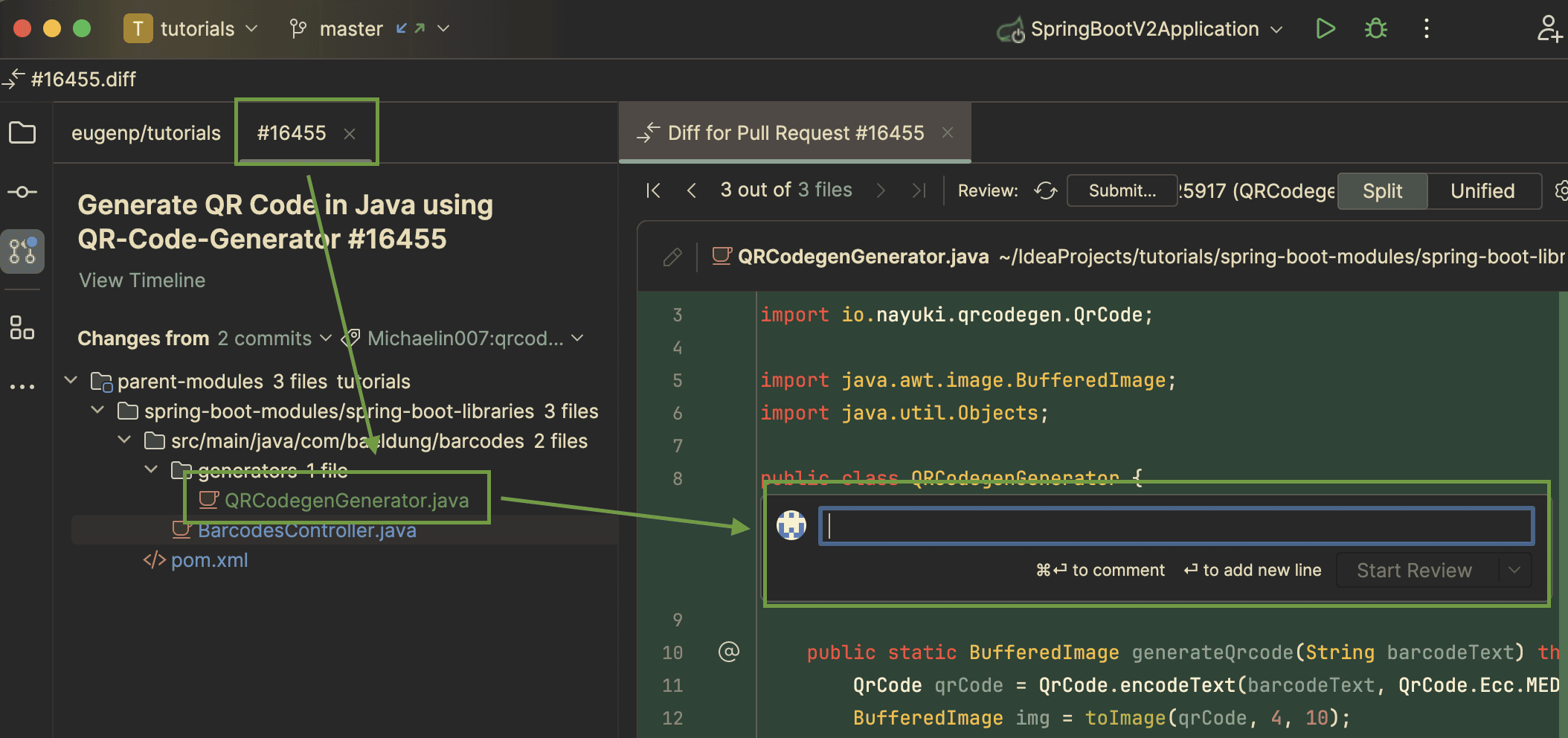 Comment a pull request