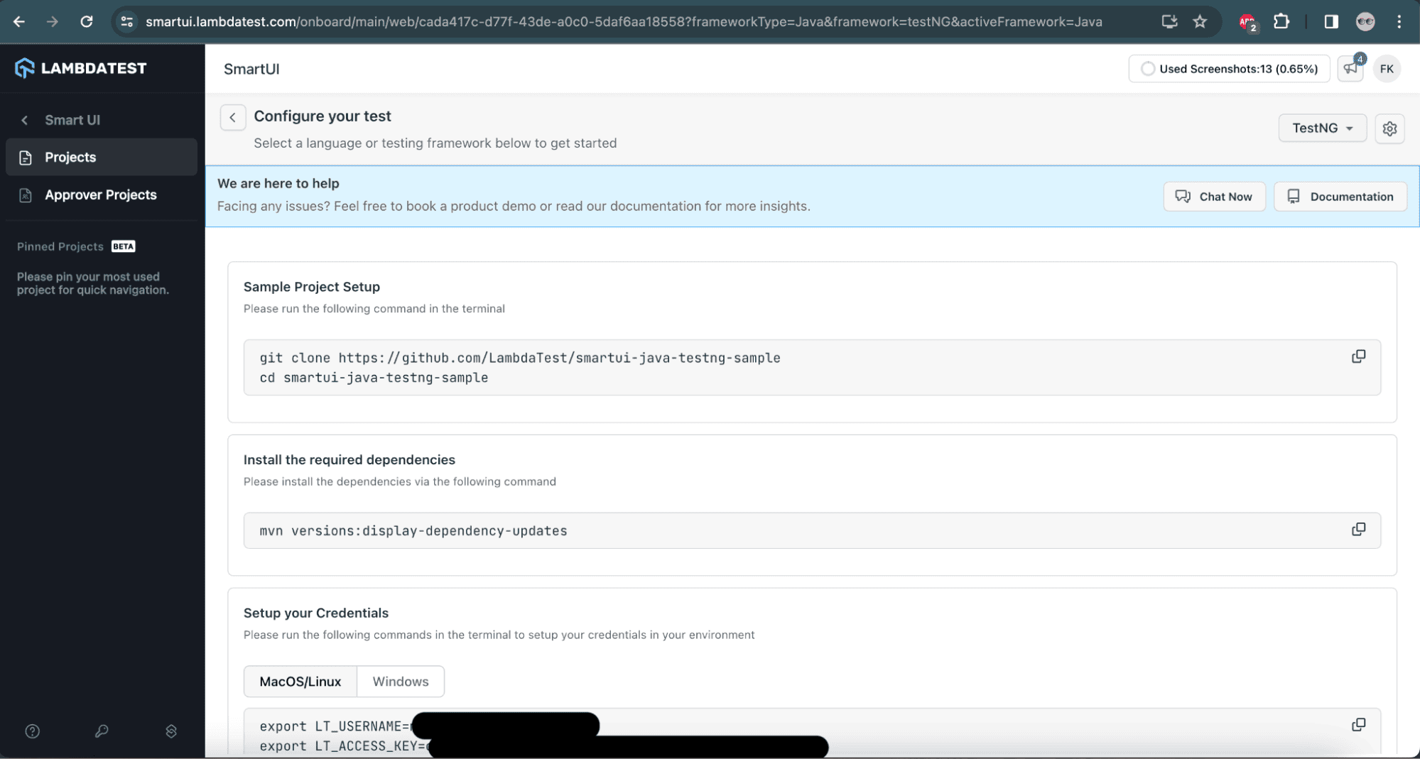 Select capabilities on LambdaTest