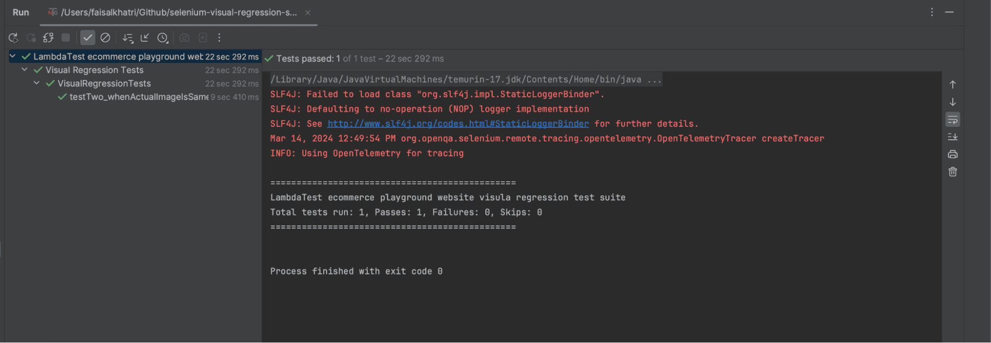 IntelliJ test execution