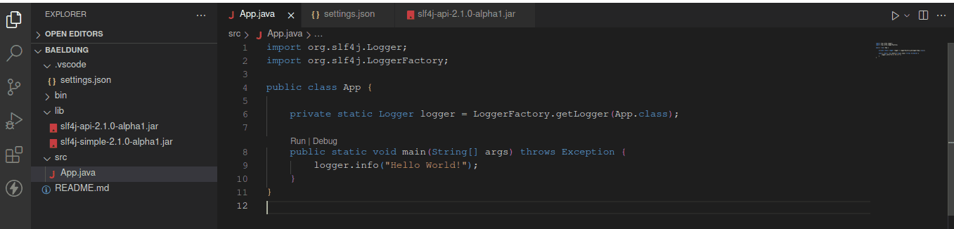 adding log library jar file to the lib folder