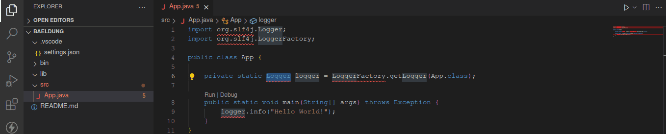 error as a result of not adding sl4j library to the classpath