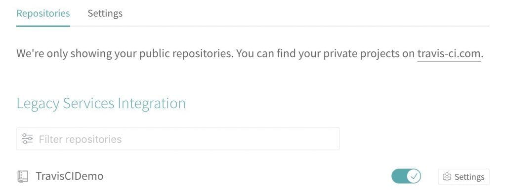 travis ci enable repository