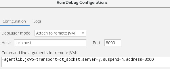 intellij remote debug configuration