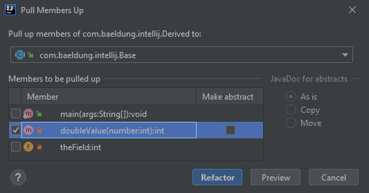 Refactoring with IntelliJ IDEA Pull Up