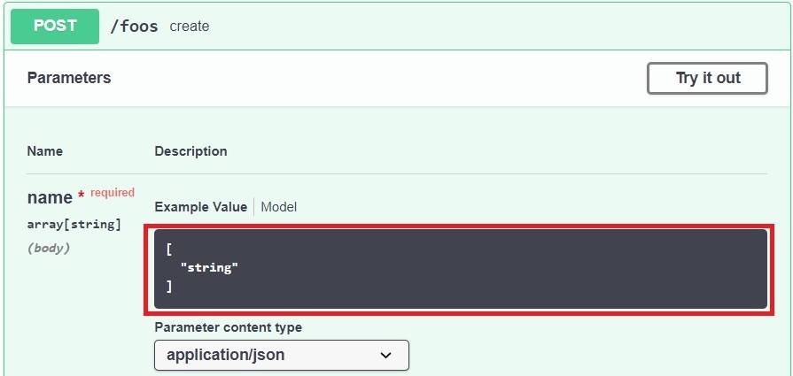 swagger description array without example 1