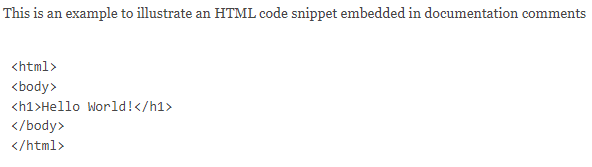 Javadoc HTML Code Snippet Fixed