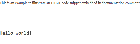 Javadoc HTML Code Snippet