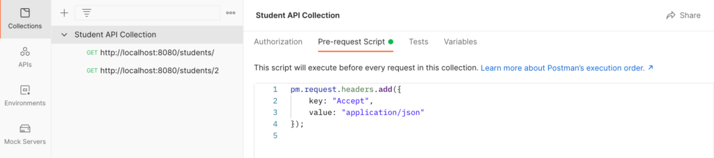 Student API Collection with Script