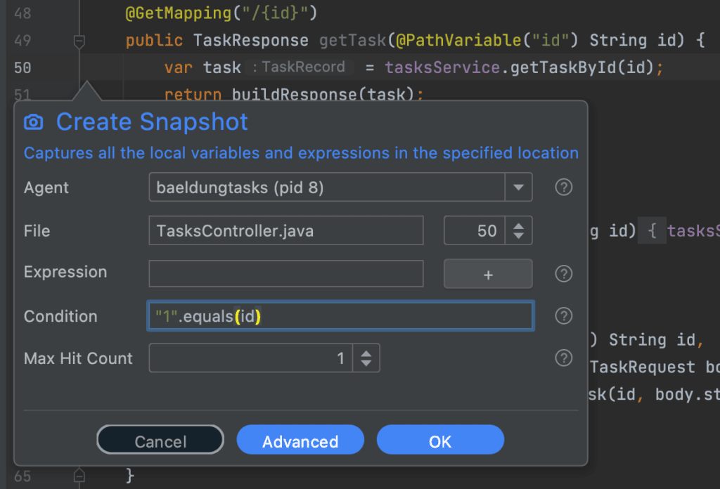 conditional snapshot