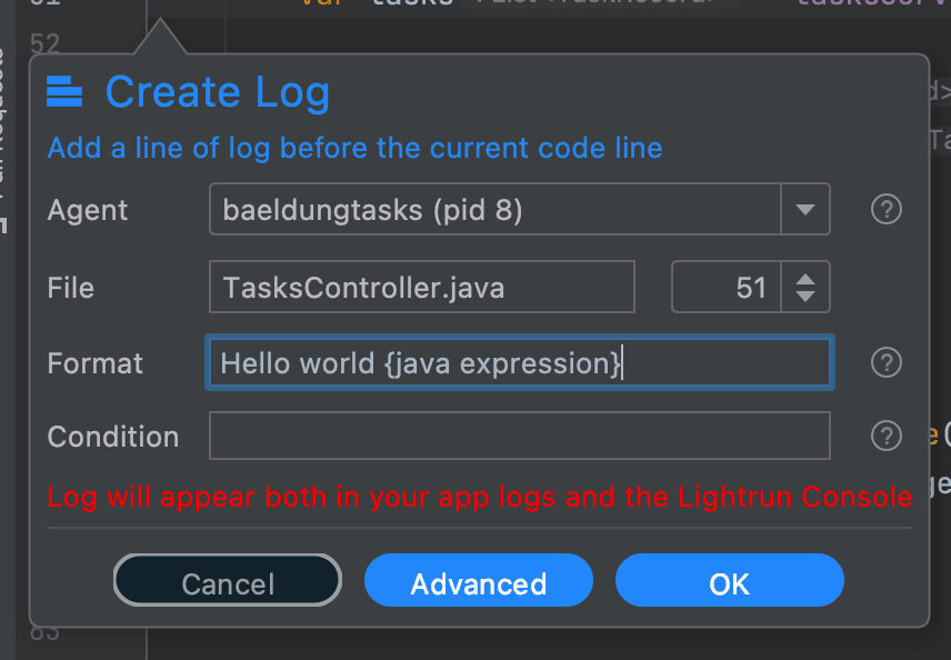 create log