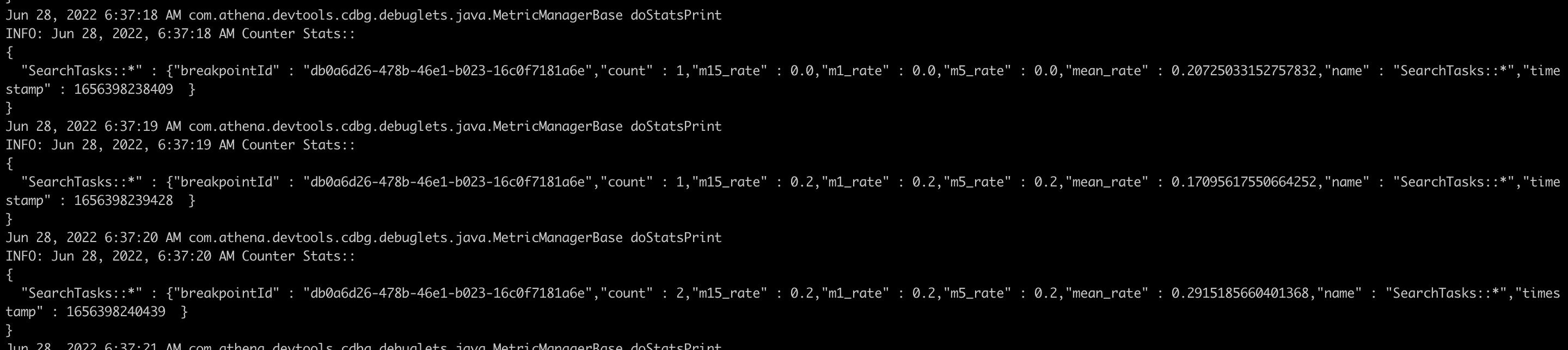 log output metrics