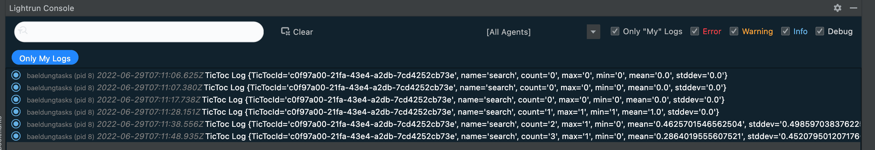 method duration logs