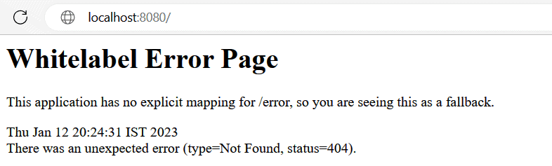 An error page is displayed showing 404-Not Found error