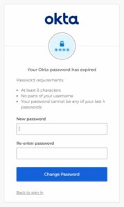 Okta User Login Reset Password