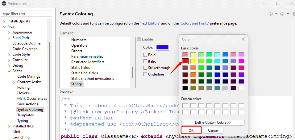 change syntax color