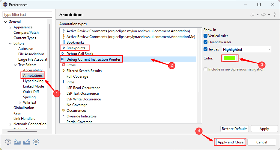 customize debugging color