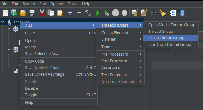 create setup thread group
