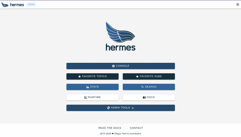 Allegro Hermes management console home screen