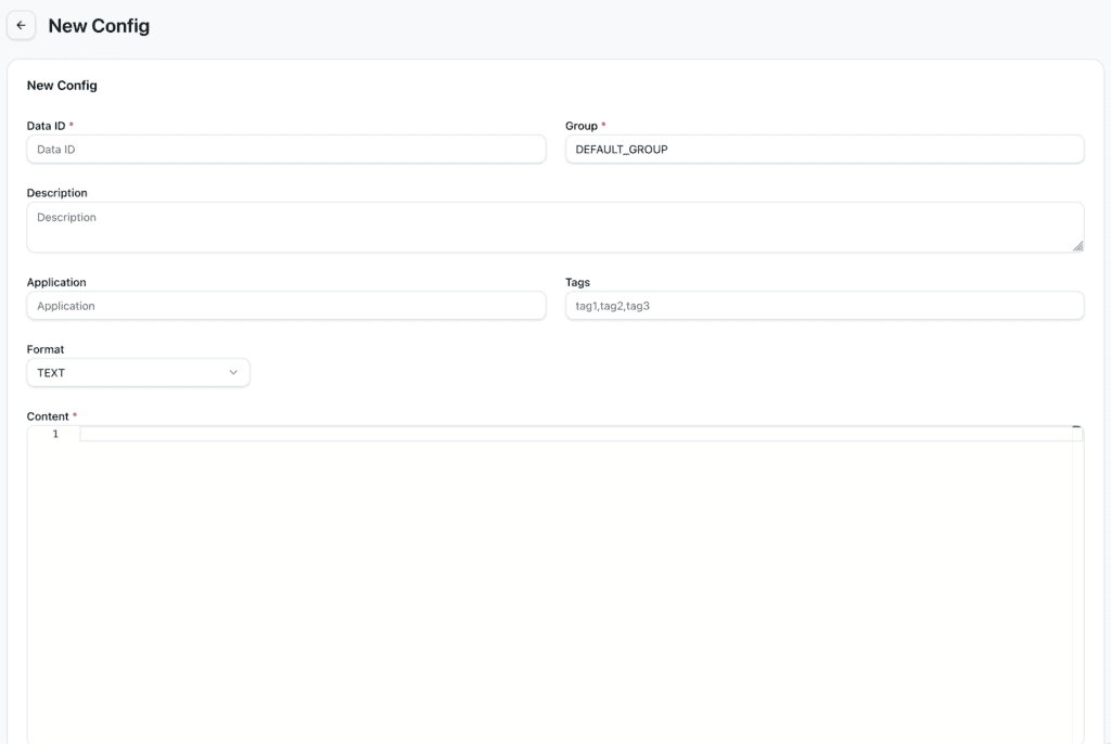 Nacos create configuration
