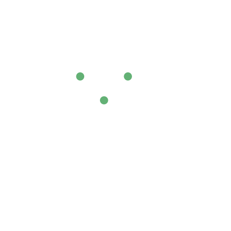 Circular dial with tick marks; a hand cursor taps a circuit diagram with green nodes and small gear/stack icons nearby.
