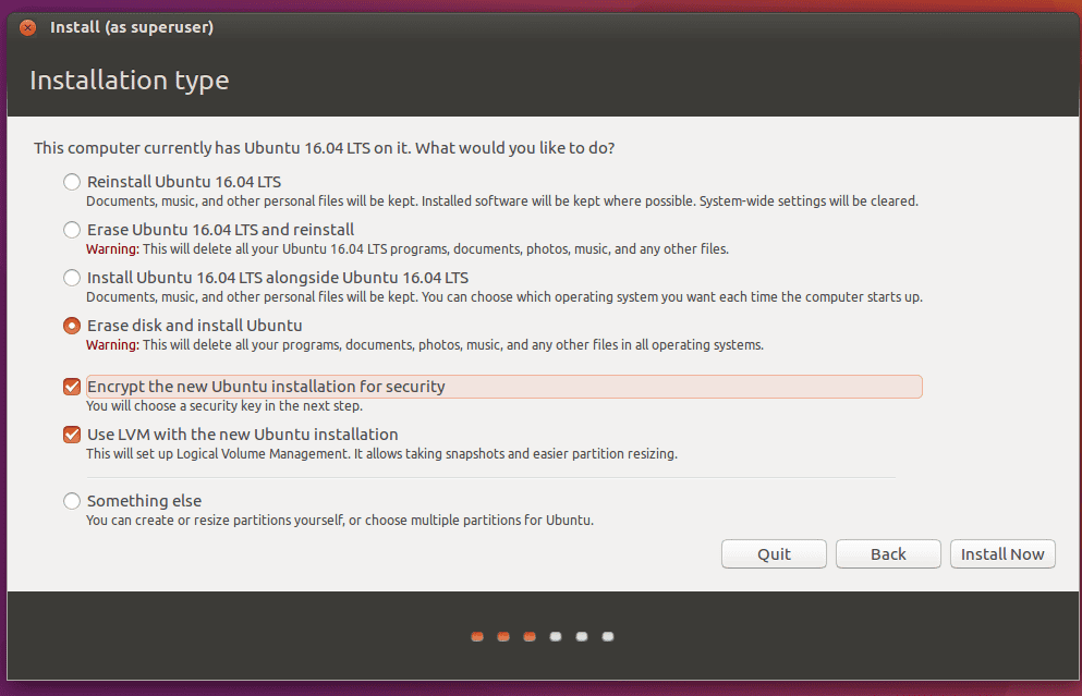 Ubuntu installer partitioning