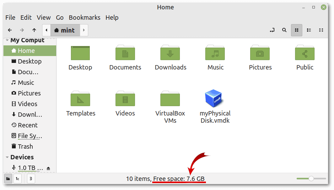 VirtualBox - Check free space for snapshots