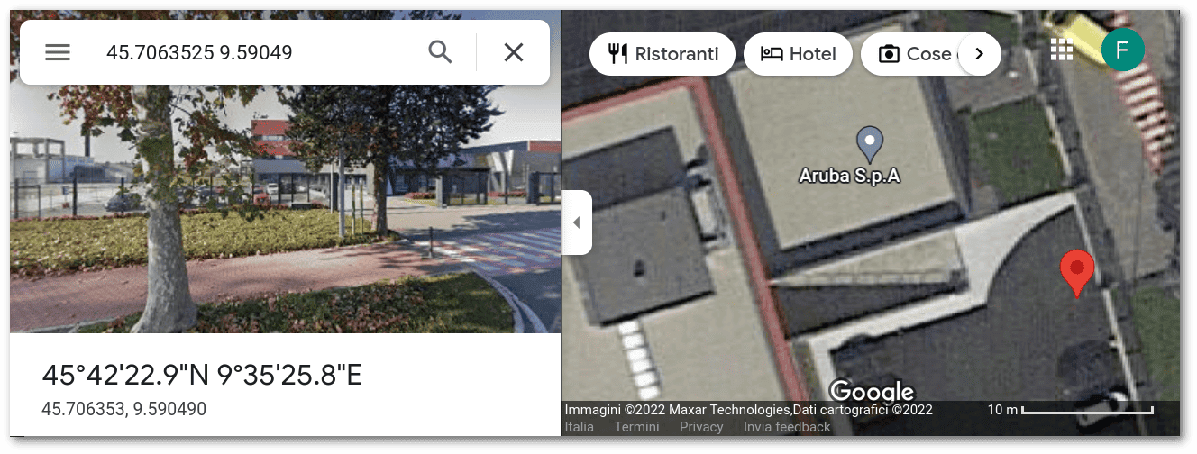 Google Maps - Aruba Server Farm