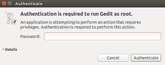 Launching gedit as root using gksu
