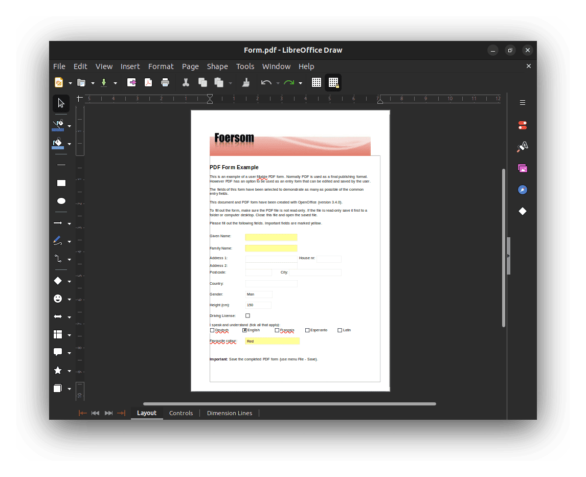LibreOffice Draw Main View