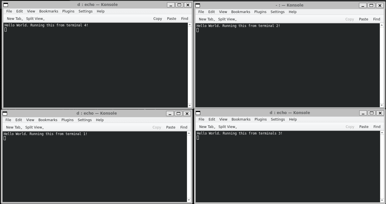 multiple terminals using konsole