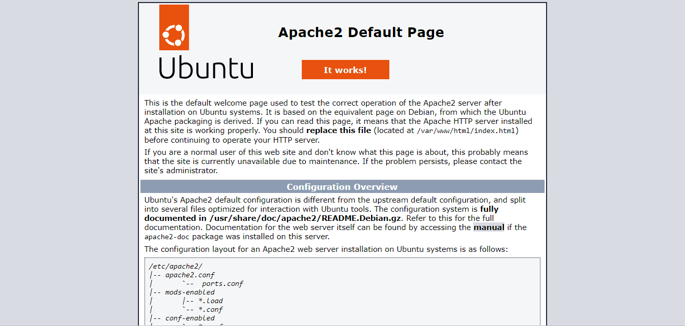 Access Apache default page