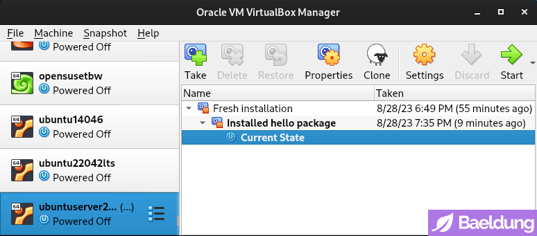 VirtualBox VM - Ubuntu Server - Take Snapshot 2