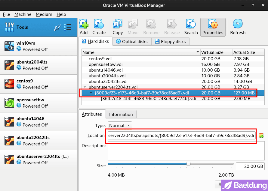 VirtualBox VM - Ubuntu Server - Media Manager