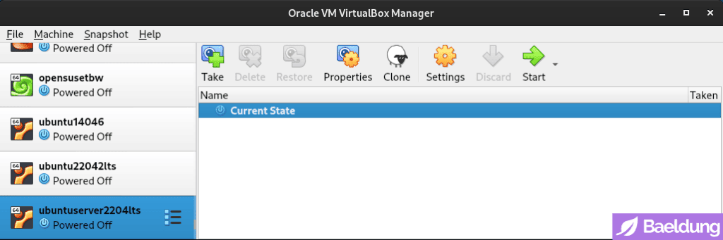 VirtualBox VM - Ubuntu Server - Snapshot