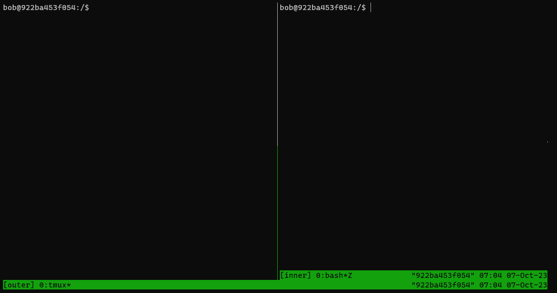 nested tmux sessions zoomed in pane