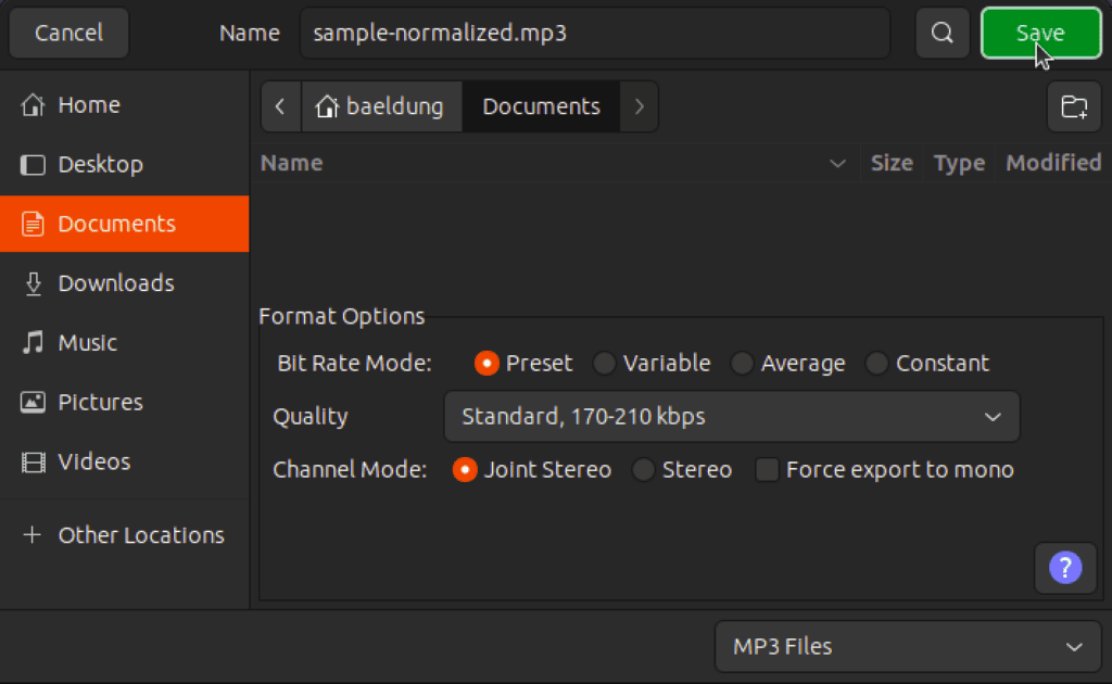 Audacity: Export Settings