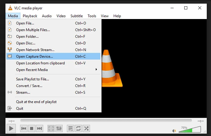 VLC Open Capture Devices selection preview