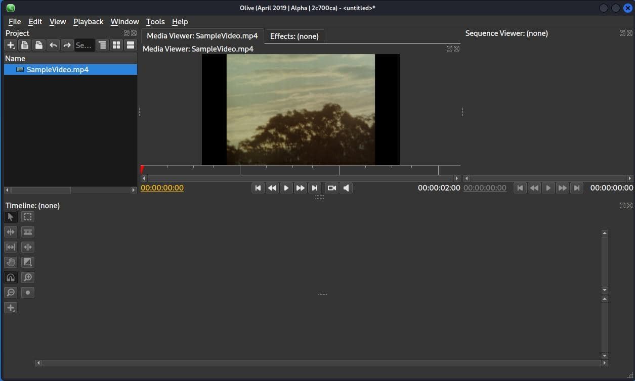 Add a video in Olive Video Editor