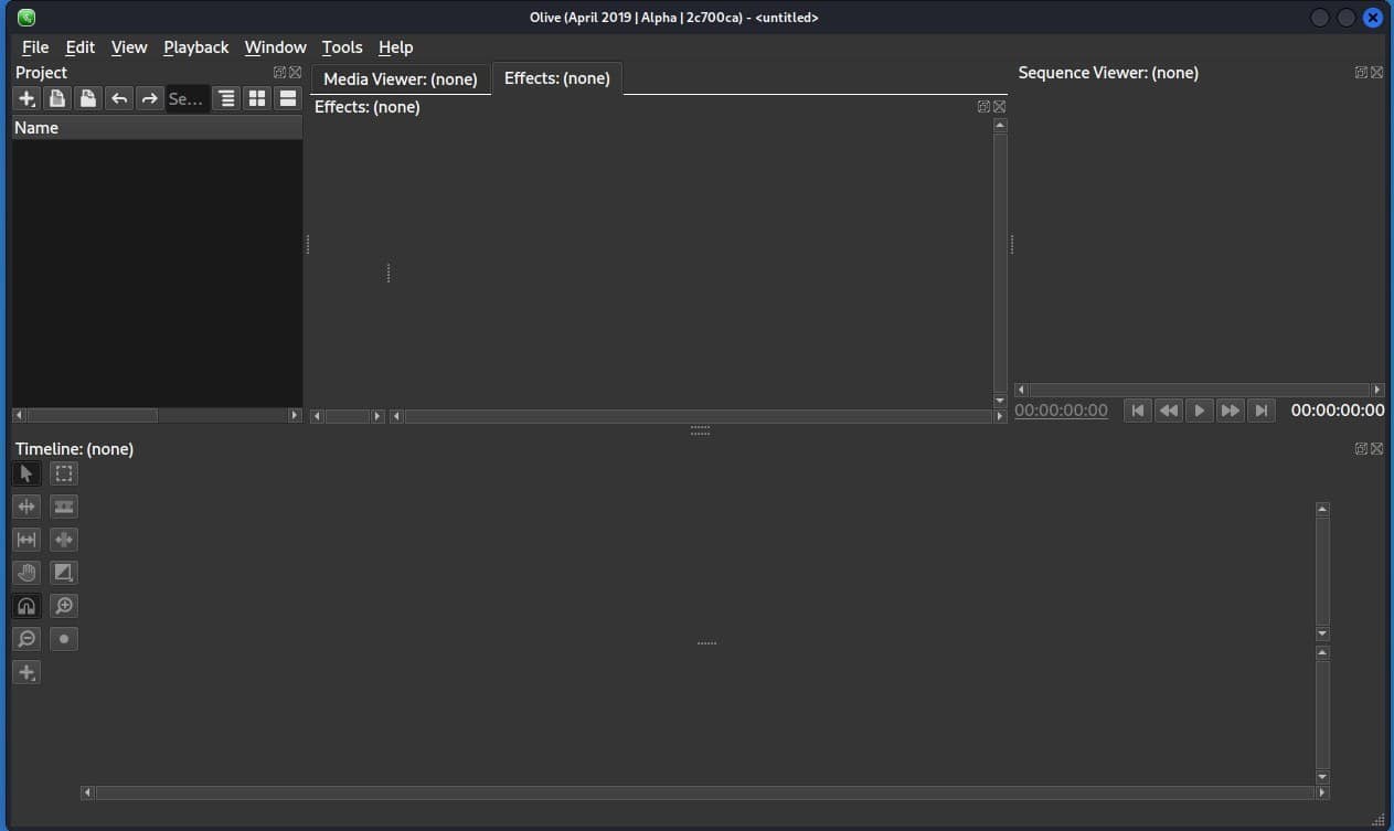 Olive Video Editor Main Interface
