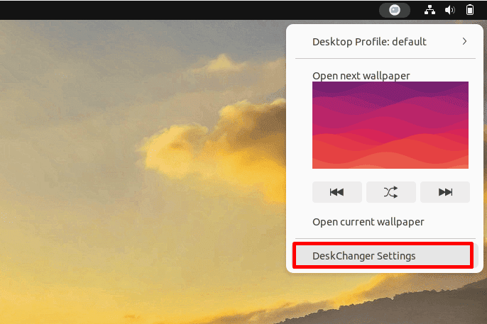 Opening DeskChanger settings on Linux