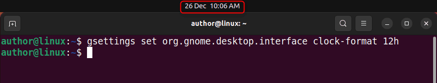 changing gnome panel time format to 12h