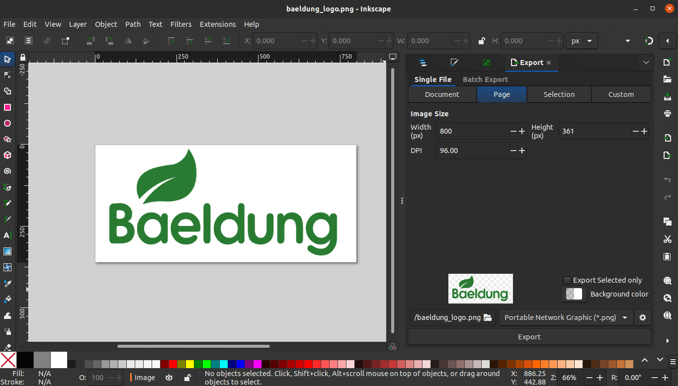 inkscape main window with baeldung logo uploaded