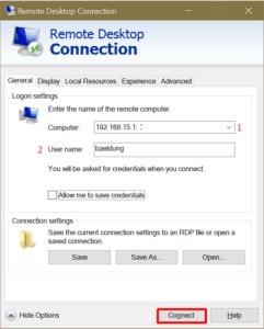 RDP connect - remote desktop connection