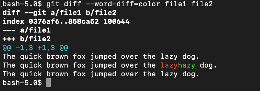 git diff --word-diff=color