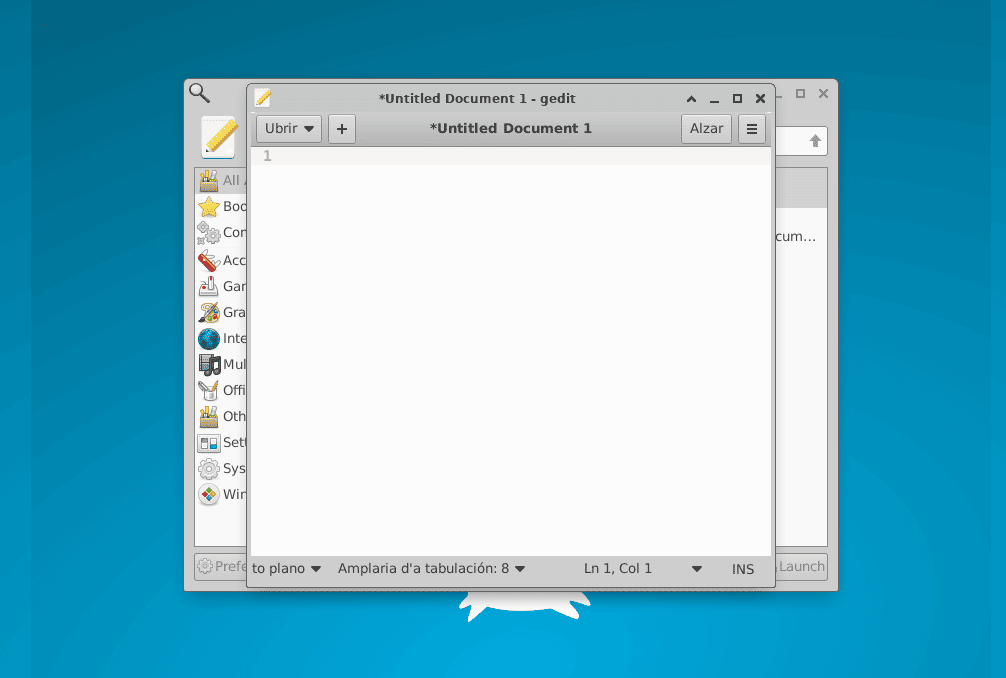opening text editor for testing in xfce